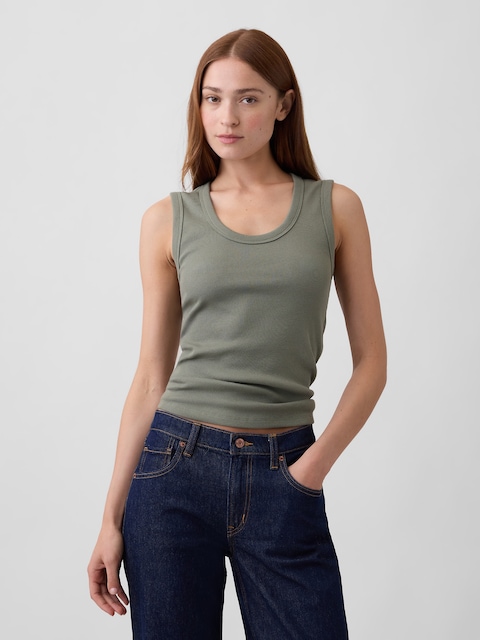 Ribbed Scoopneck Tank Top