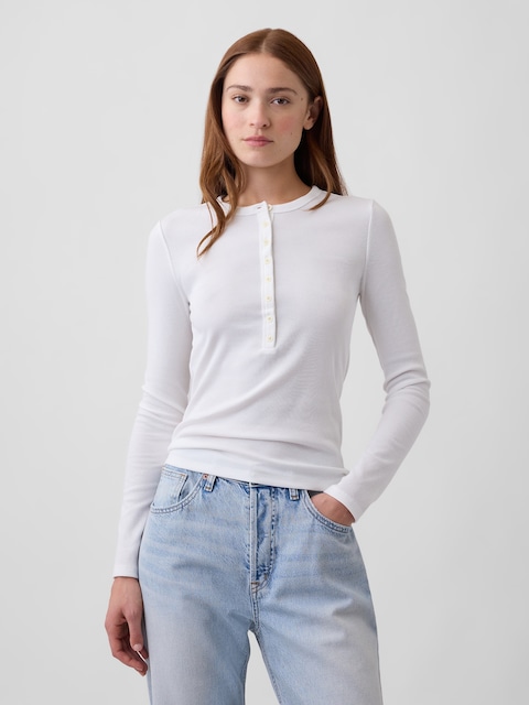 Ribbed Henley T-Shirt