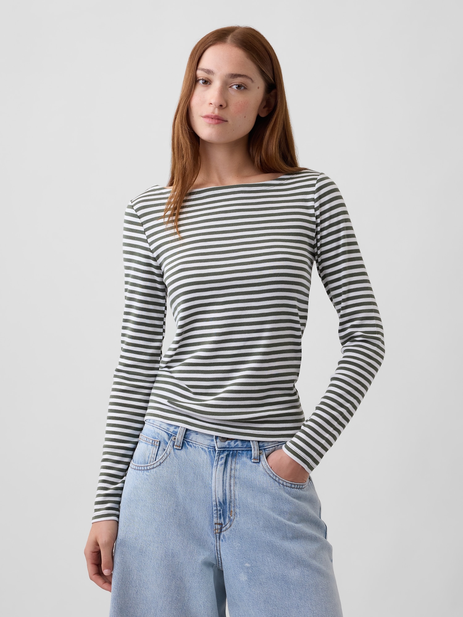 Modern Ribbed Boatneck T-Shirt