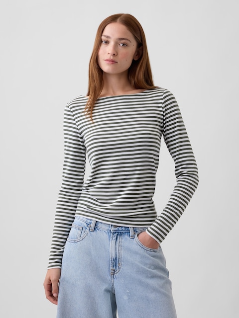 Modern Ribbed Boatneck T-Shirt