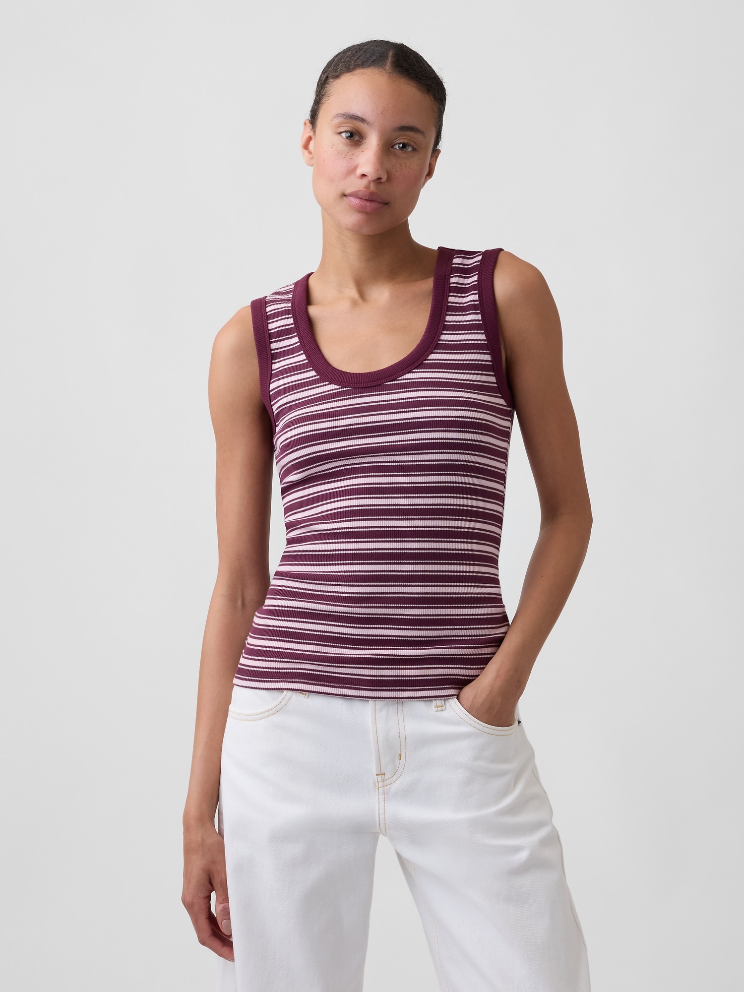 Ribbed Scoopneck Tank Top