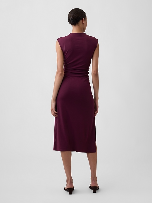 Image number 2 showing, Modern Ribbed Sleeveless Mockneck Midi Dress