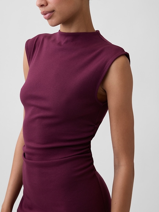Image number 3 showing, Modern Ribbed Sleeveless Mockneck Midi Dress