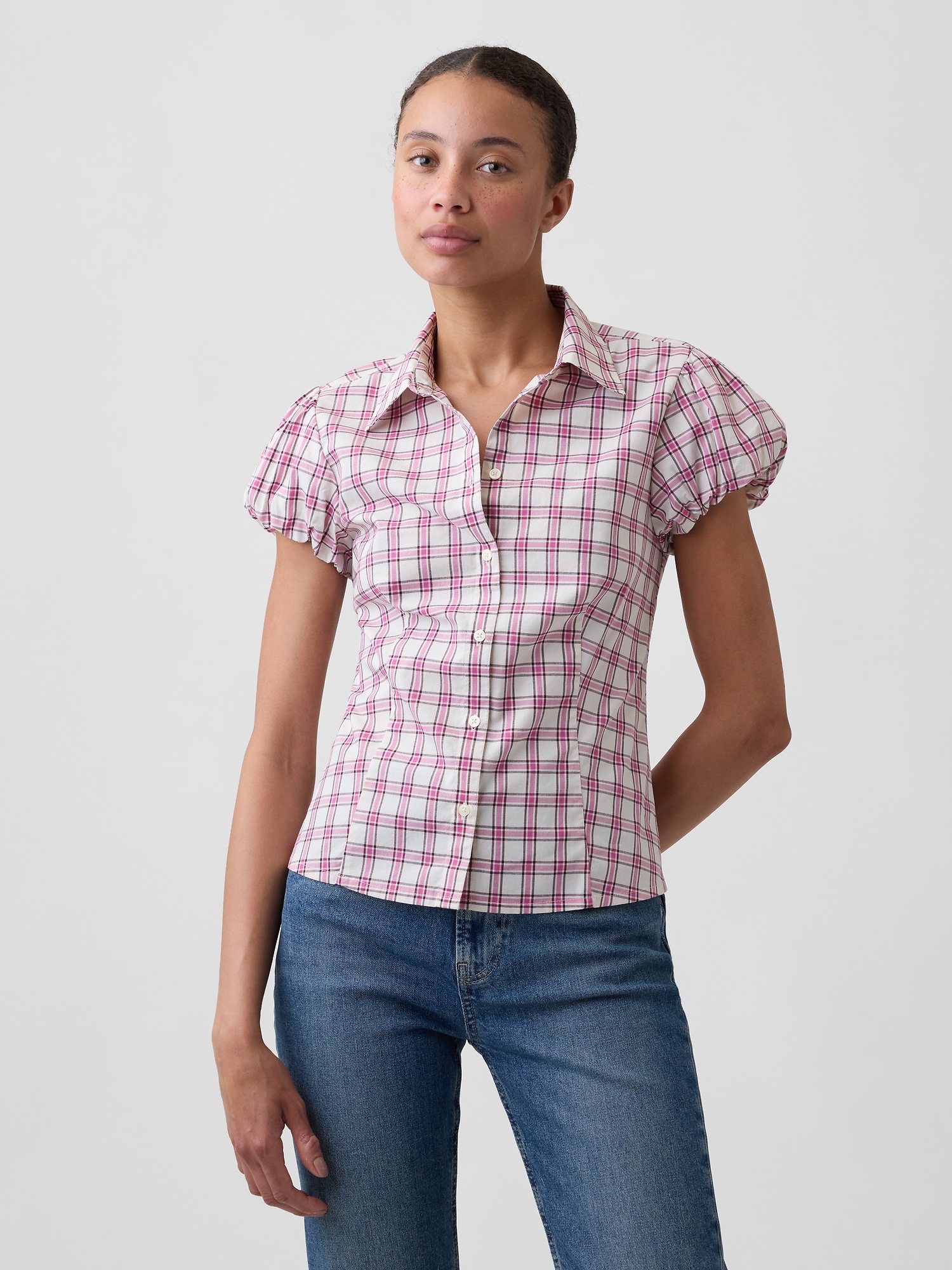 Poplin Puff Sleeve Shirt
