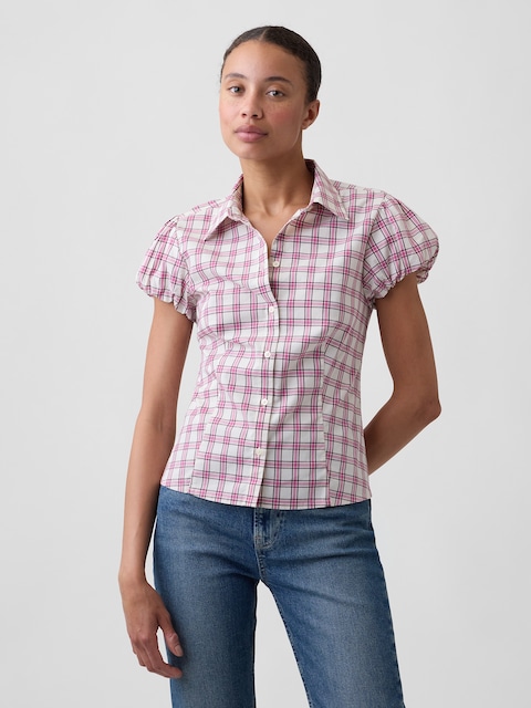 Poplin Puff Sleeve Shirt