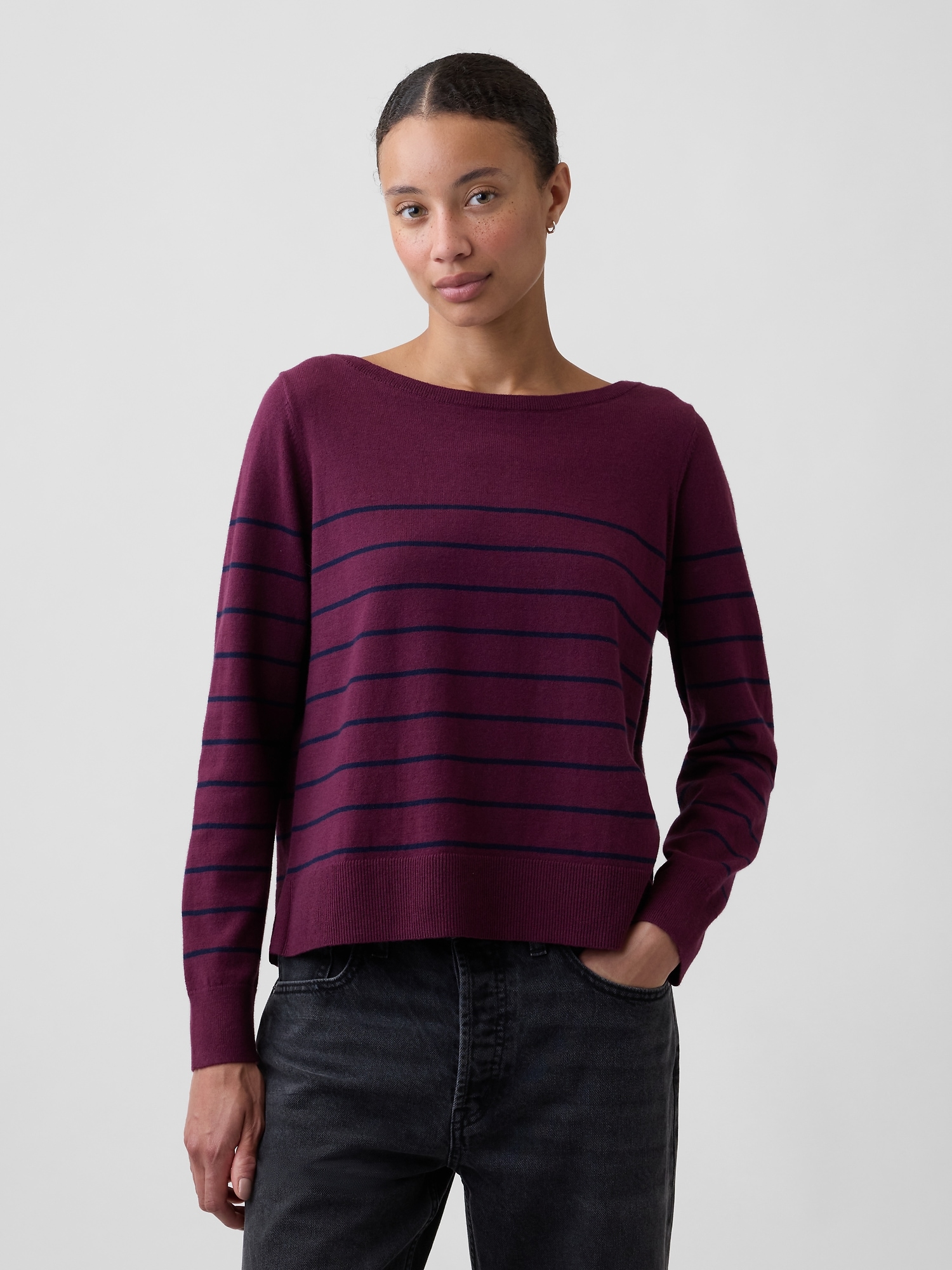 Relaxed Jersey Boatneck Sweater