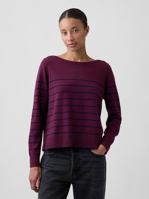 Relaxed Jersey Boatneck Sweater