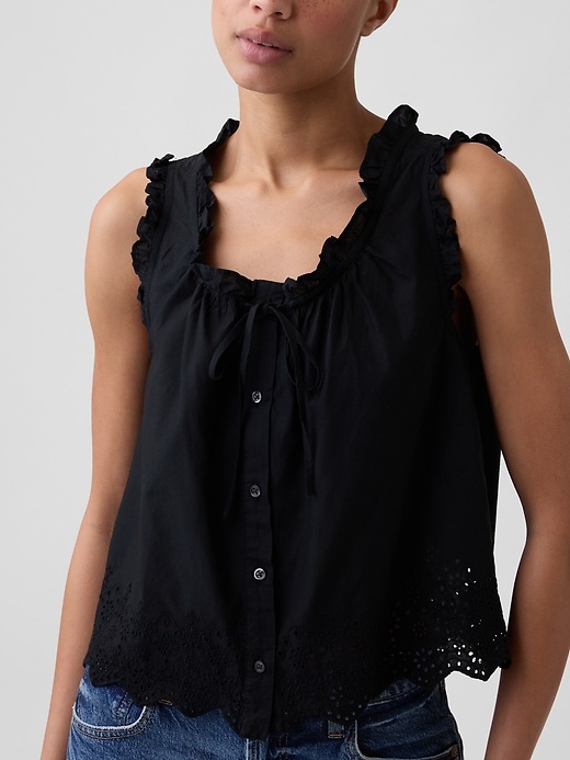Image number 4 showing, Relaxed Sleeveless Button-Up Top