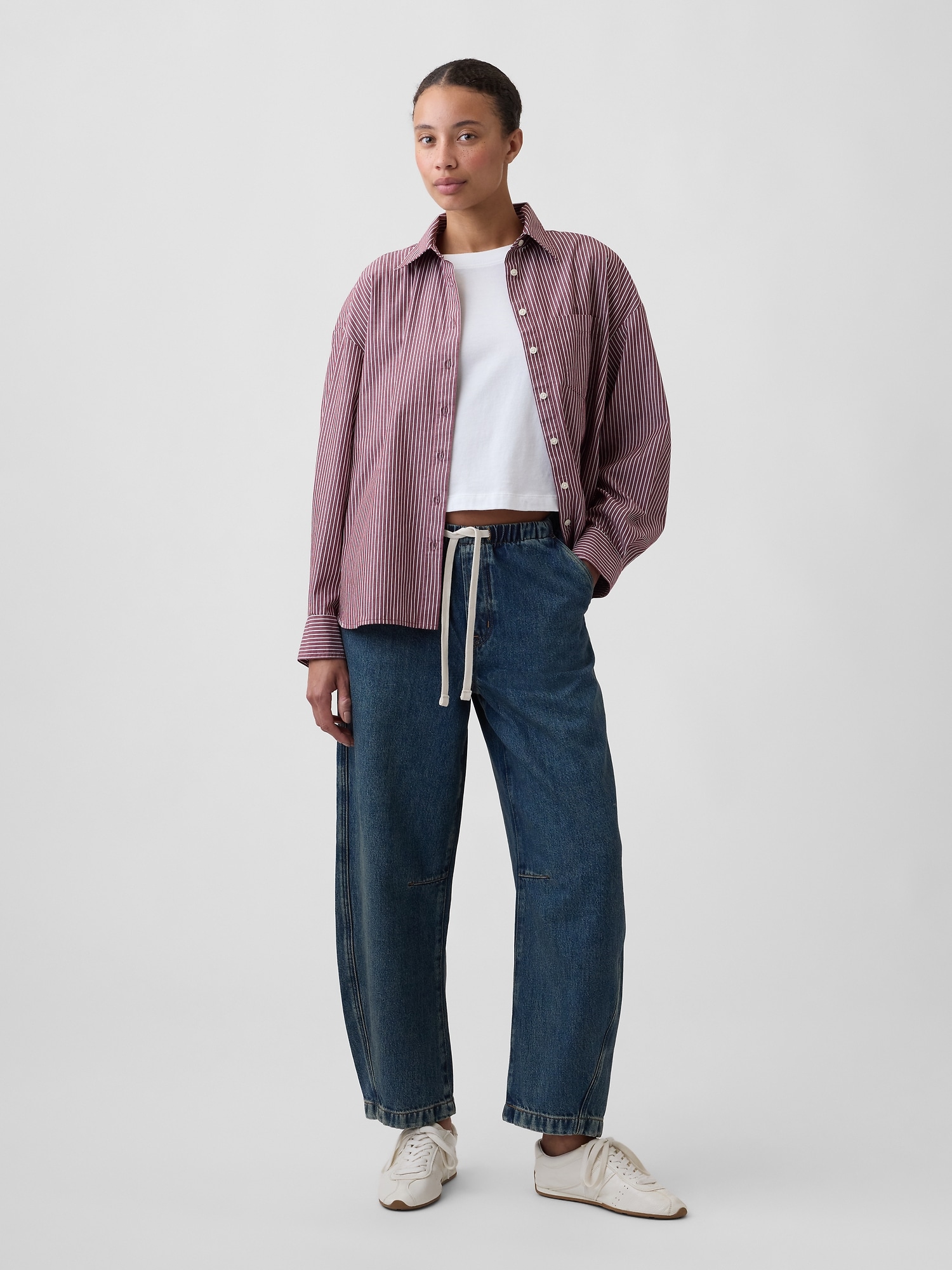 Mid Rise SuperSoft Pull-On Barrel Jeans