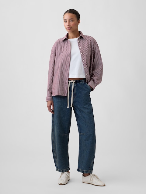 Mid Rise SuperSoft Pull-On Barrel Jeans