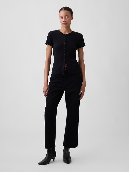 Image number 1 showing, Low Slung SuperSoft Relaxed Straight Crop Jeans