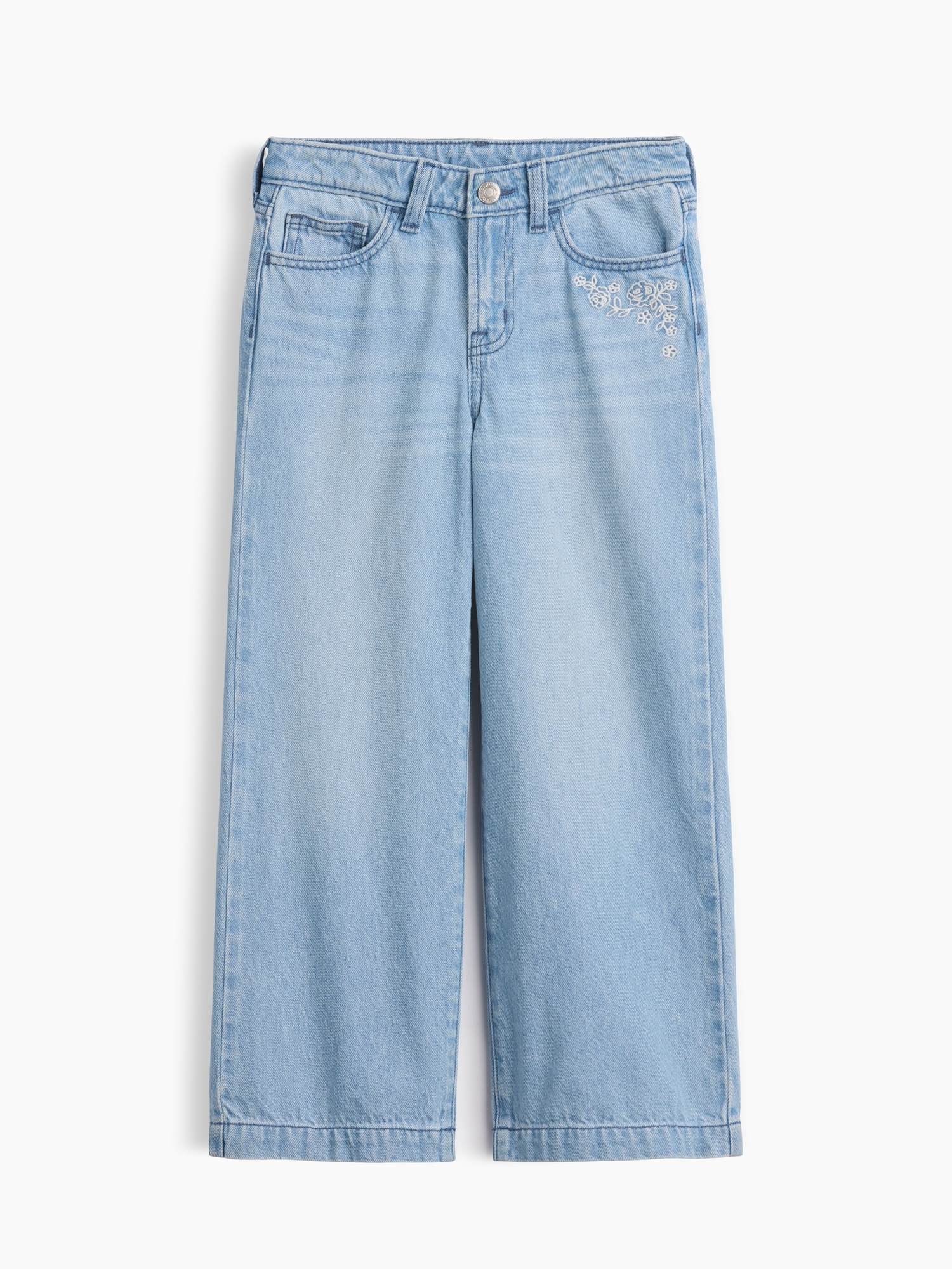 Kids High Rise Wide-Leg Ankle Jeans
