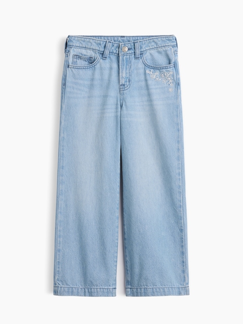Kids High Rise Wide-Leg Ankle Jeans