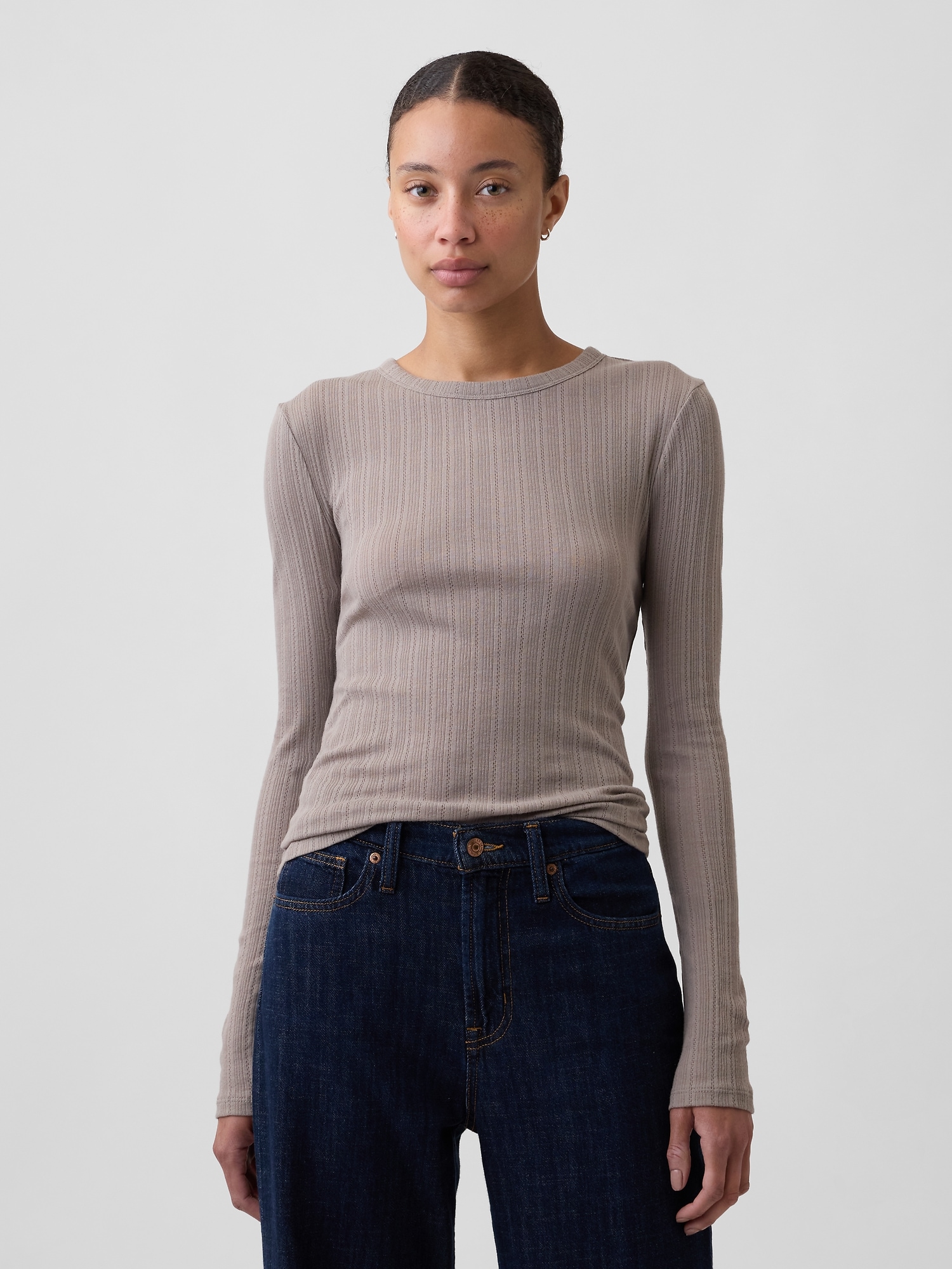 Essential Ribbed Pointelle T-Shirt