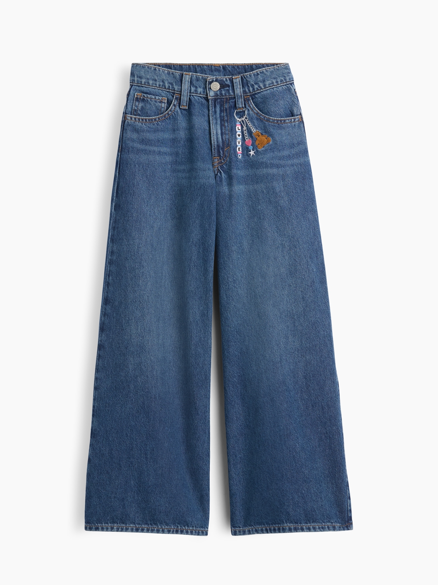 Kids Low Rise Embroidered Baggy Jeans