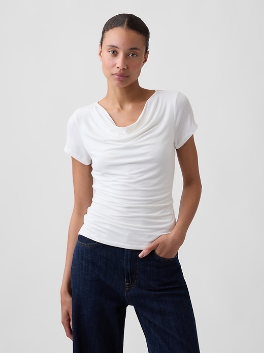 Image number 1 showing, Stretch Jersey Cowl-Neck Top