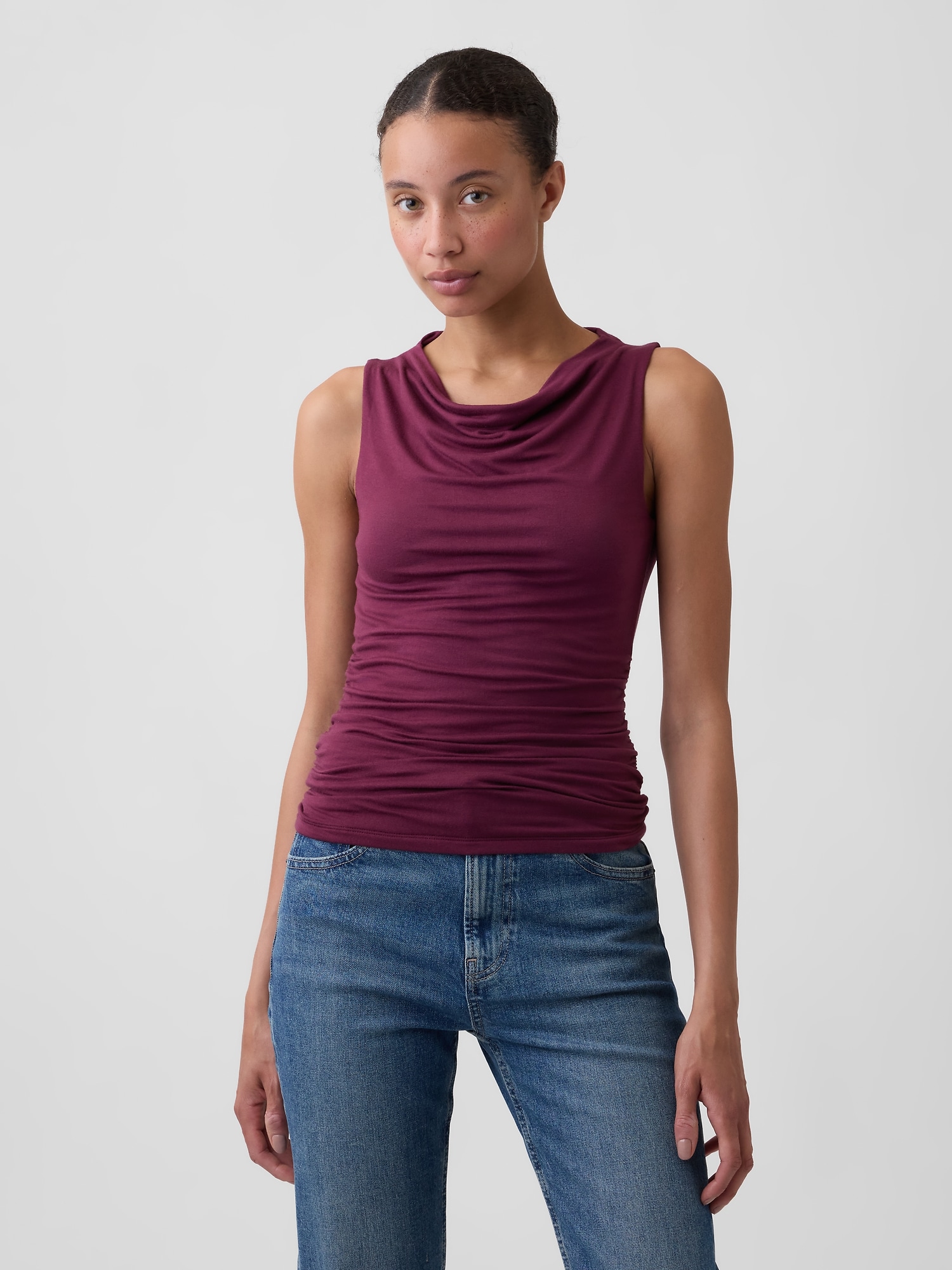 Sleeveless Cowl-Neck Top