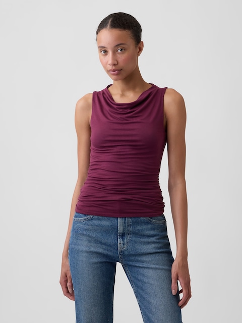 Sleeveless Cowl-Neck Top