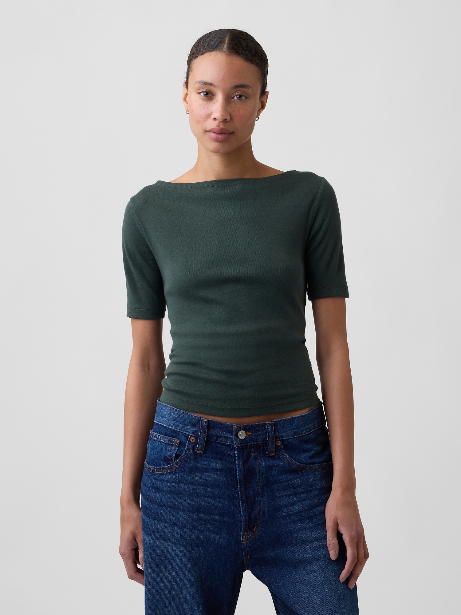 Modern Ribbed Boatneck Top