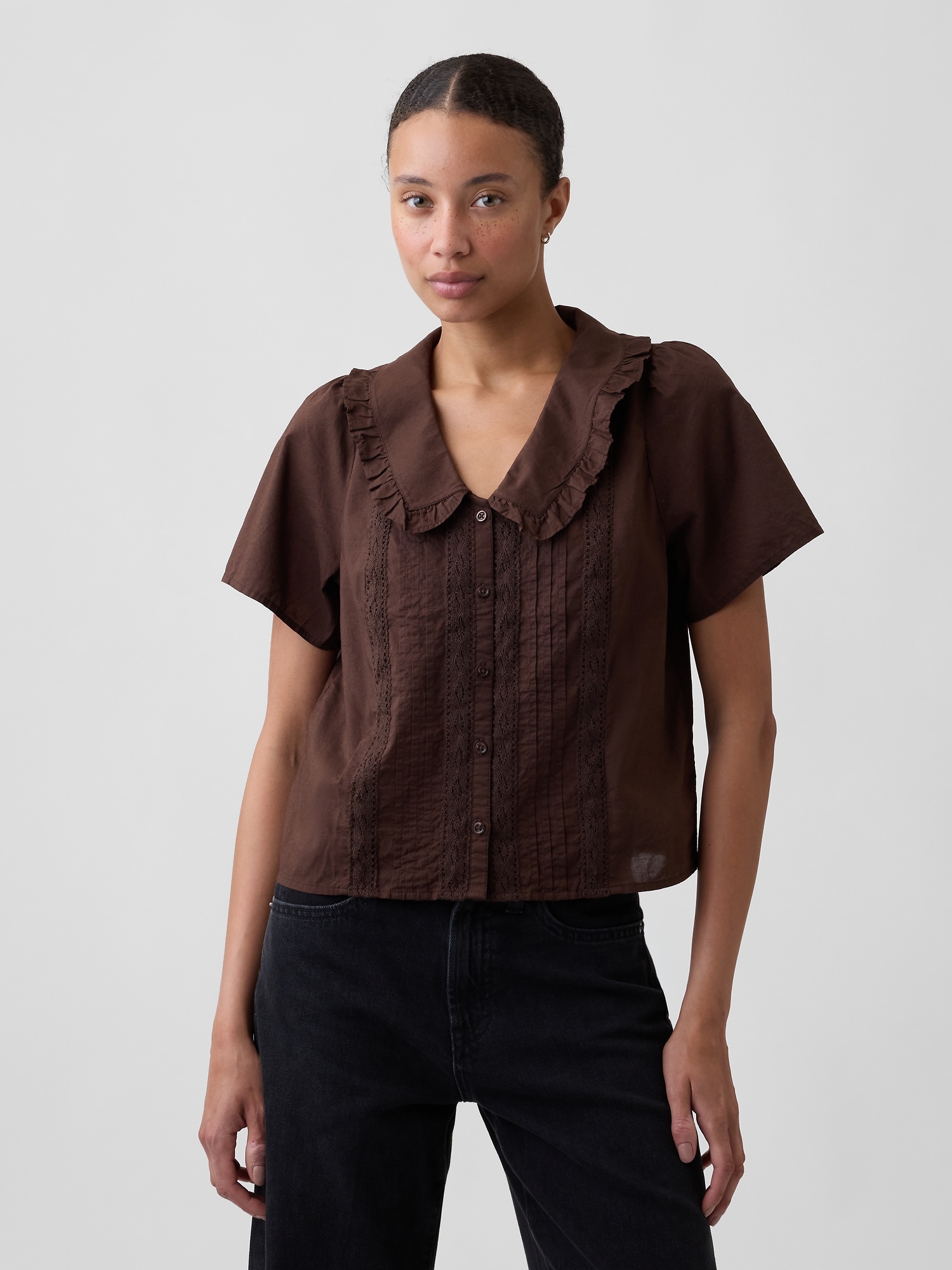 Relaxed Lace-Trim Top