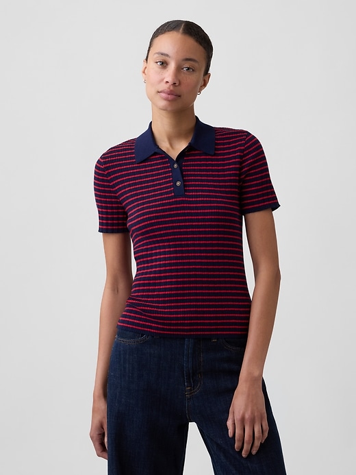 Image number 1 showing, Ribbed Sweater Polo Shirt