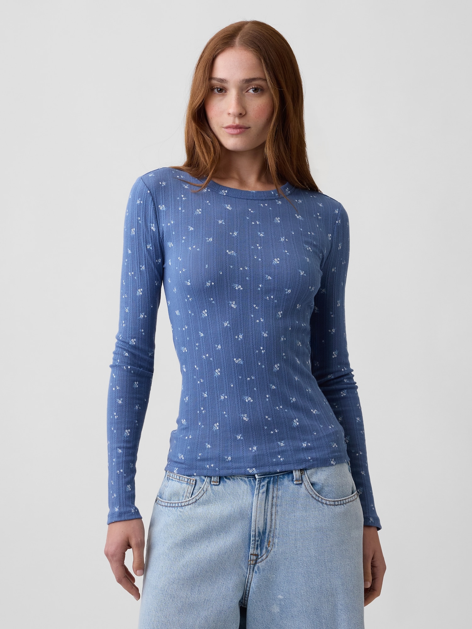 Essential Ribbed Pointelle T-Shirt