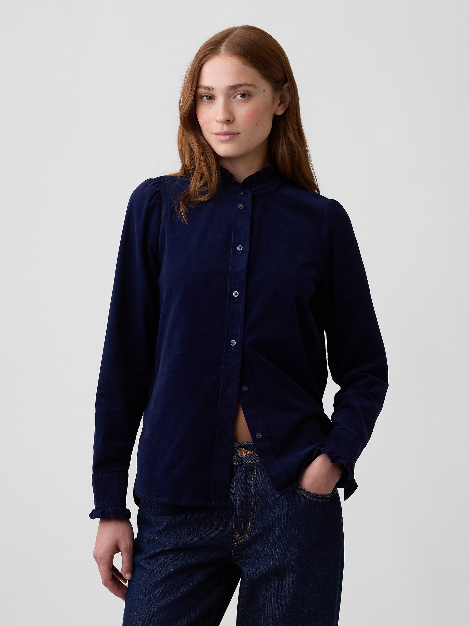 Corduroy Ruffle Shirt