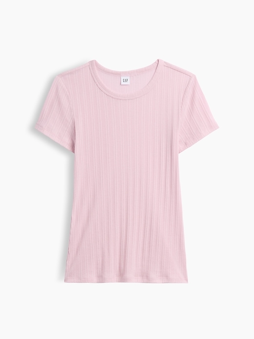 Image number 5 showing, Essential Ribbed Pointelle Crewneck T-Shirt