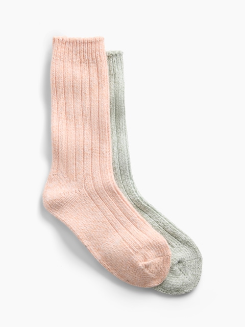 Ribbed Crew Socks (2-Pack)