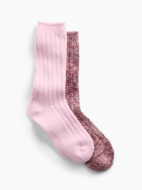 Ribbed Crew Socks (2-Pack)