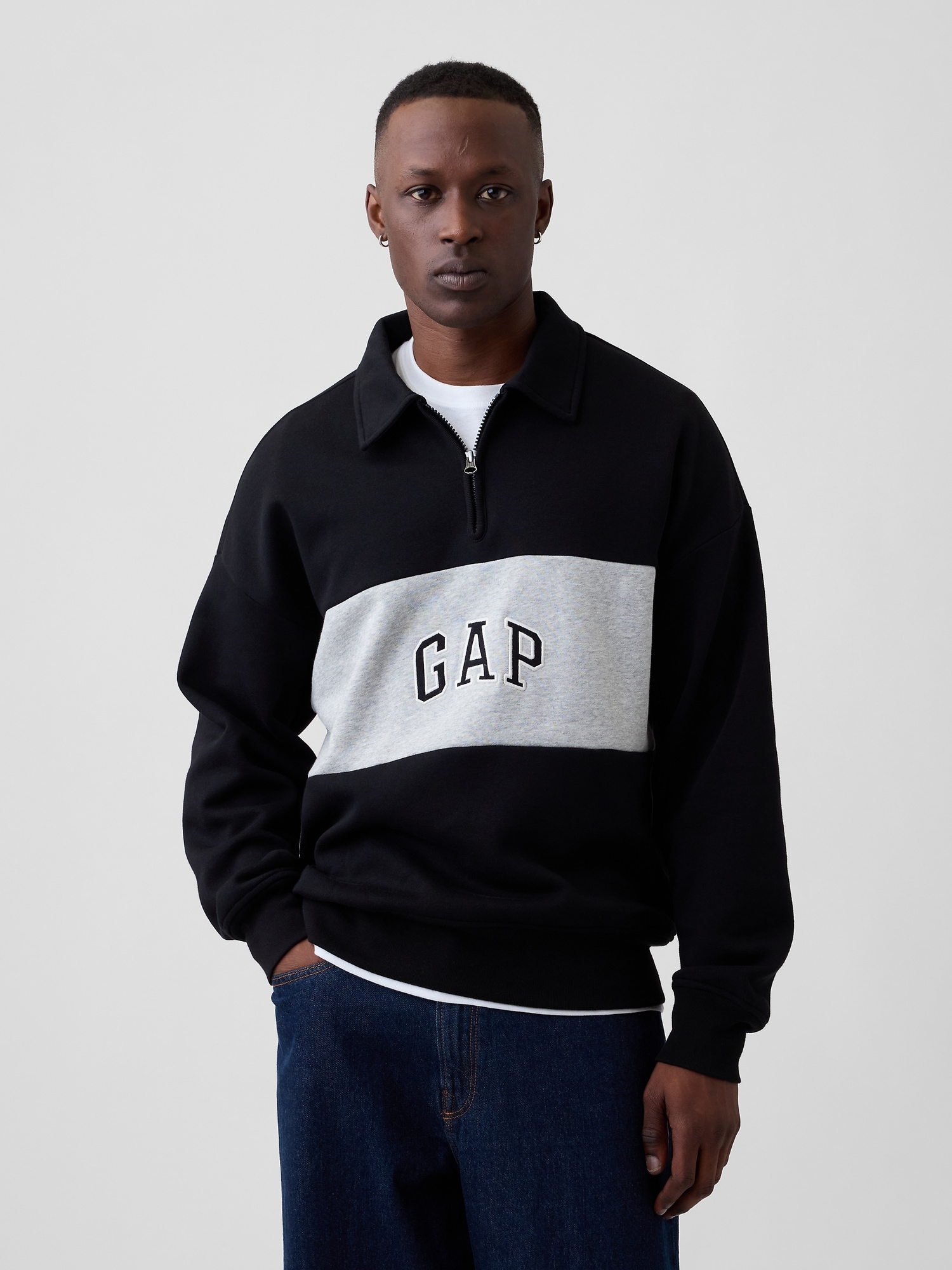 Oversized Gap Logo Quarter-Zip Sweatshirt