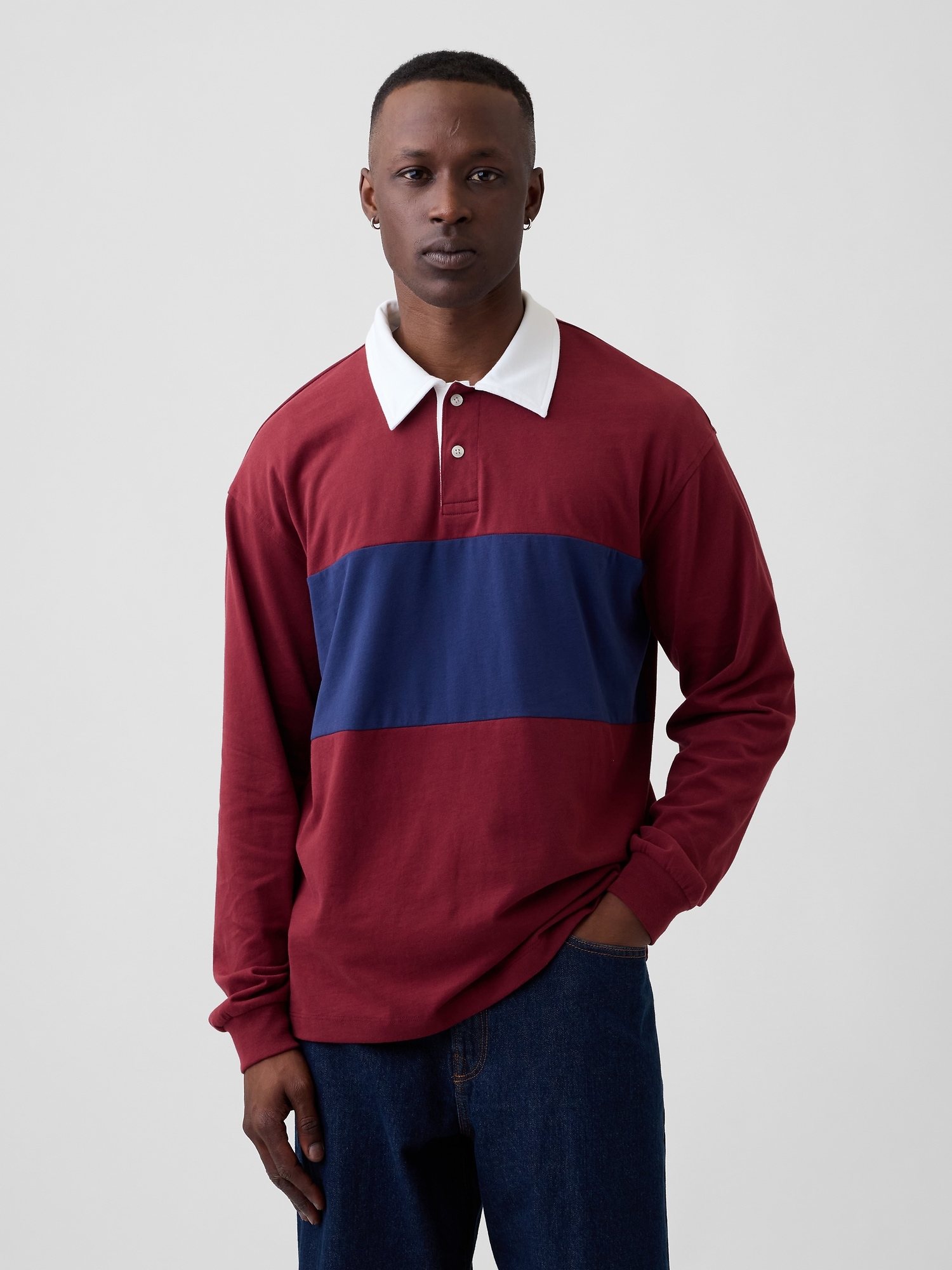 Boxy Colorblock Rugby Polo Shirt