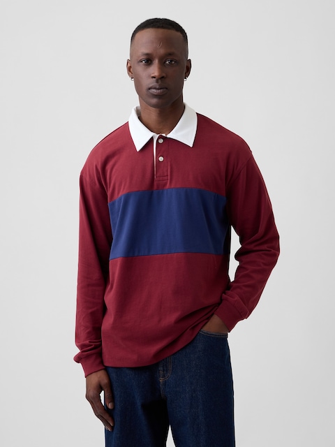 Boxy Colorblock Rugby Polo Shirt