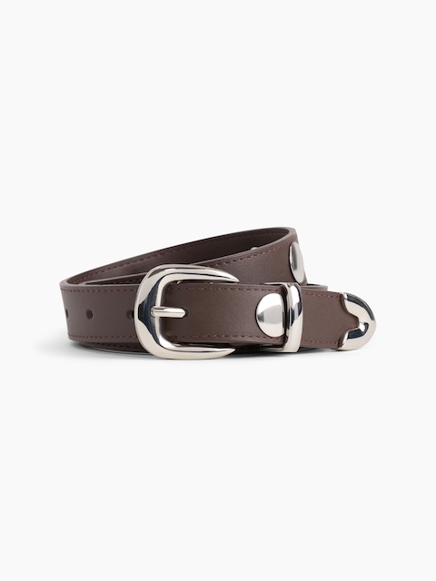 Vegan-Leather Studded Western Belt
