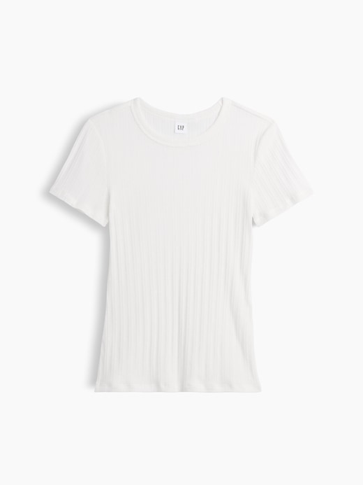 Image number 5 showing, Essential Ribbed Pointelle Crewneck T-Shirt