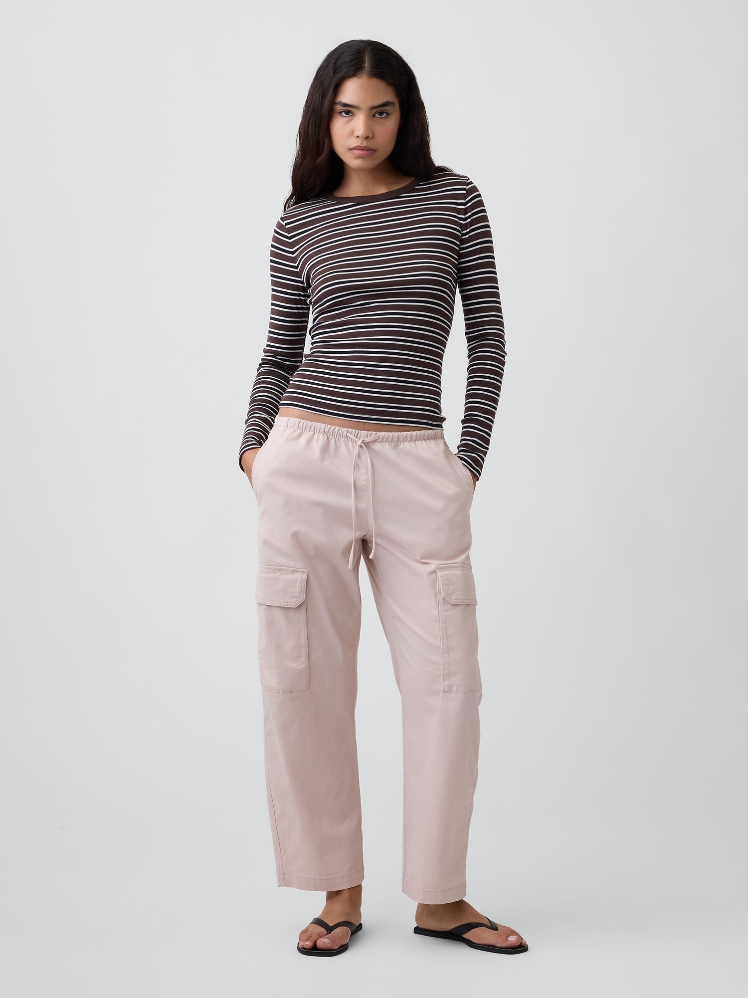 Mid Rise Pull-On Barrel Khakis