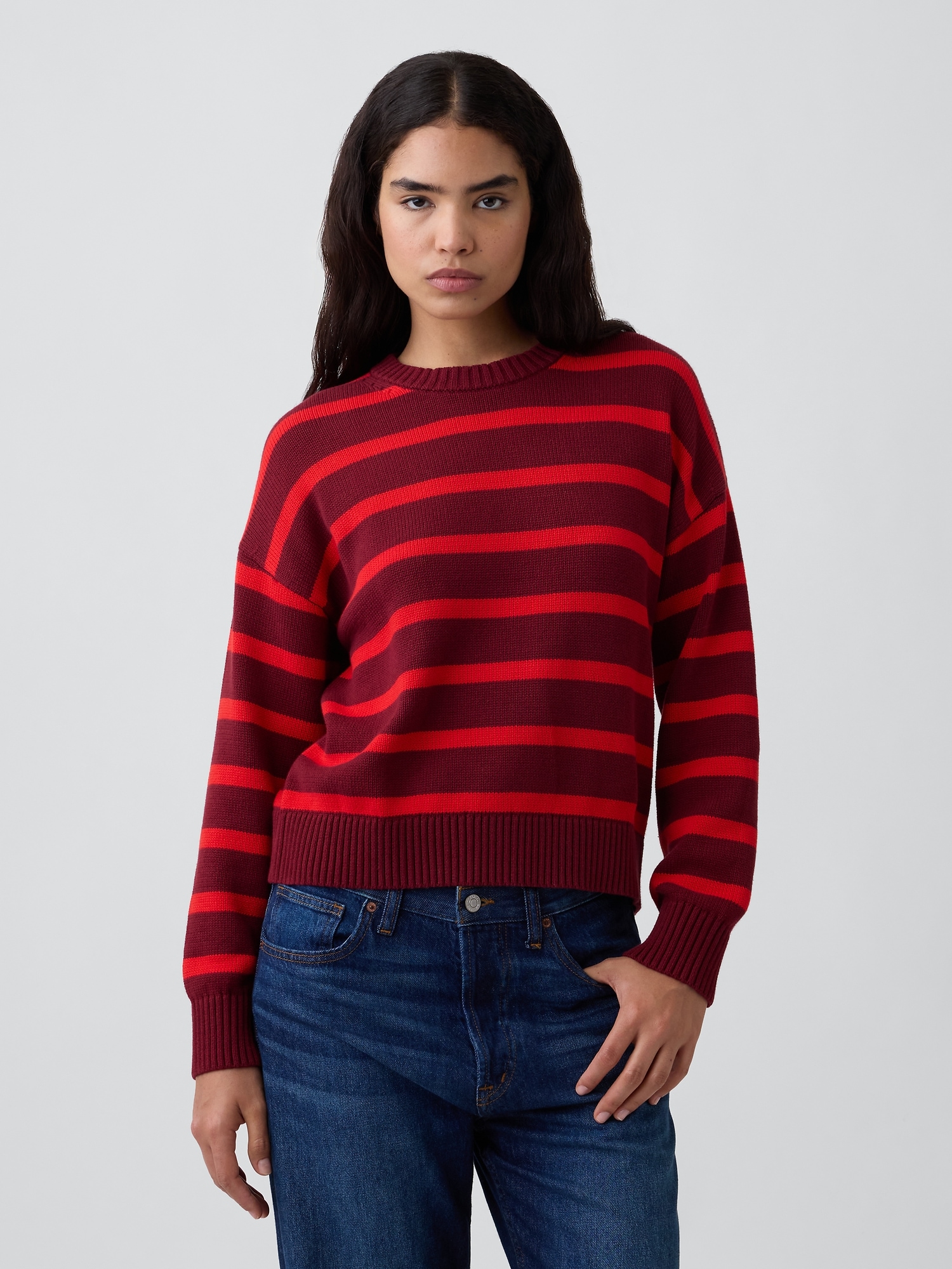 Relaxed Stripe Crewneck Sweater
