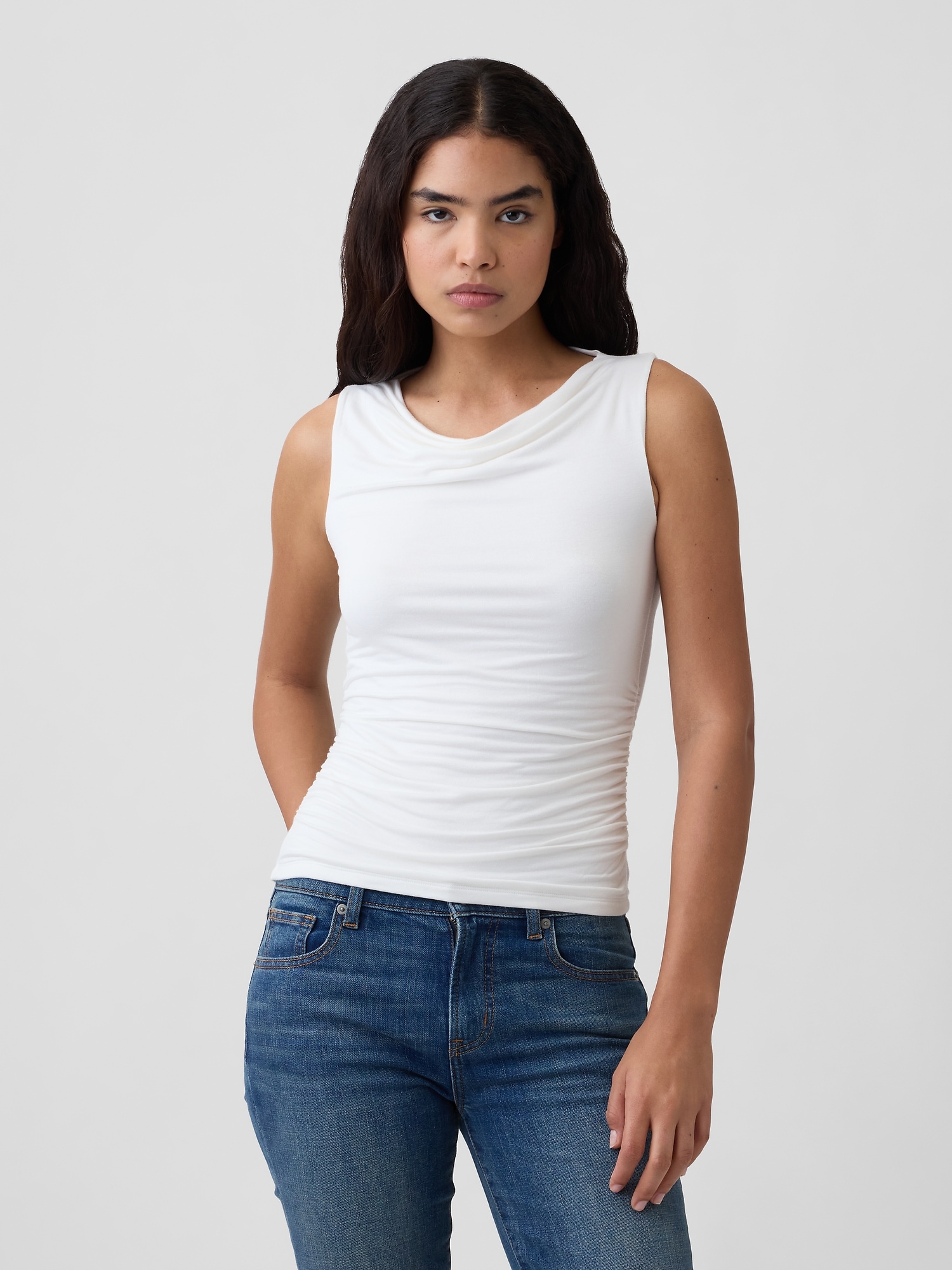 Sleeveless Cowl-Neck Top