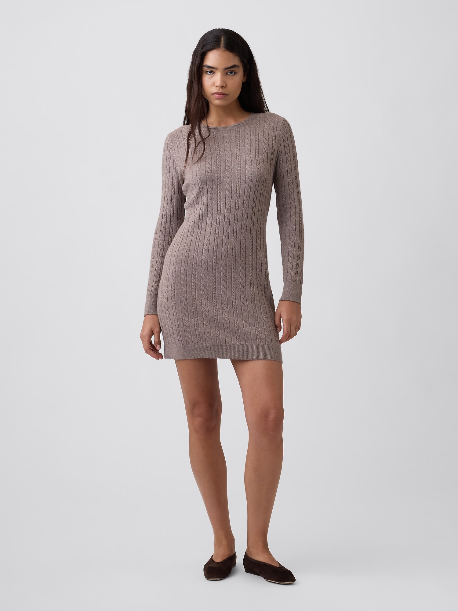 CashSoft Cable-Knit Mini Dress