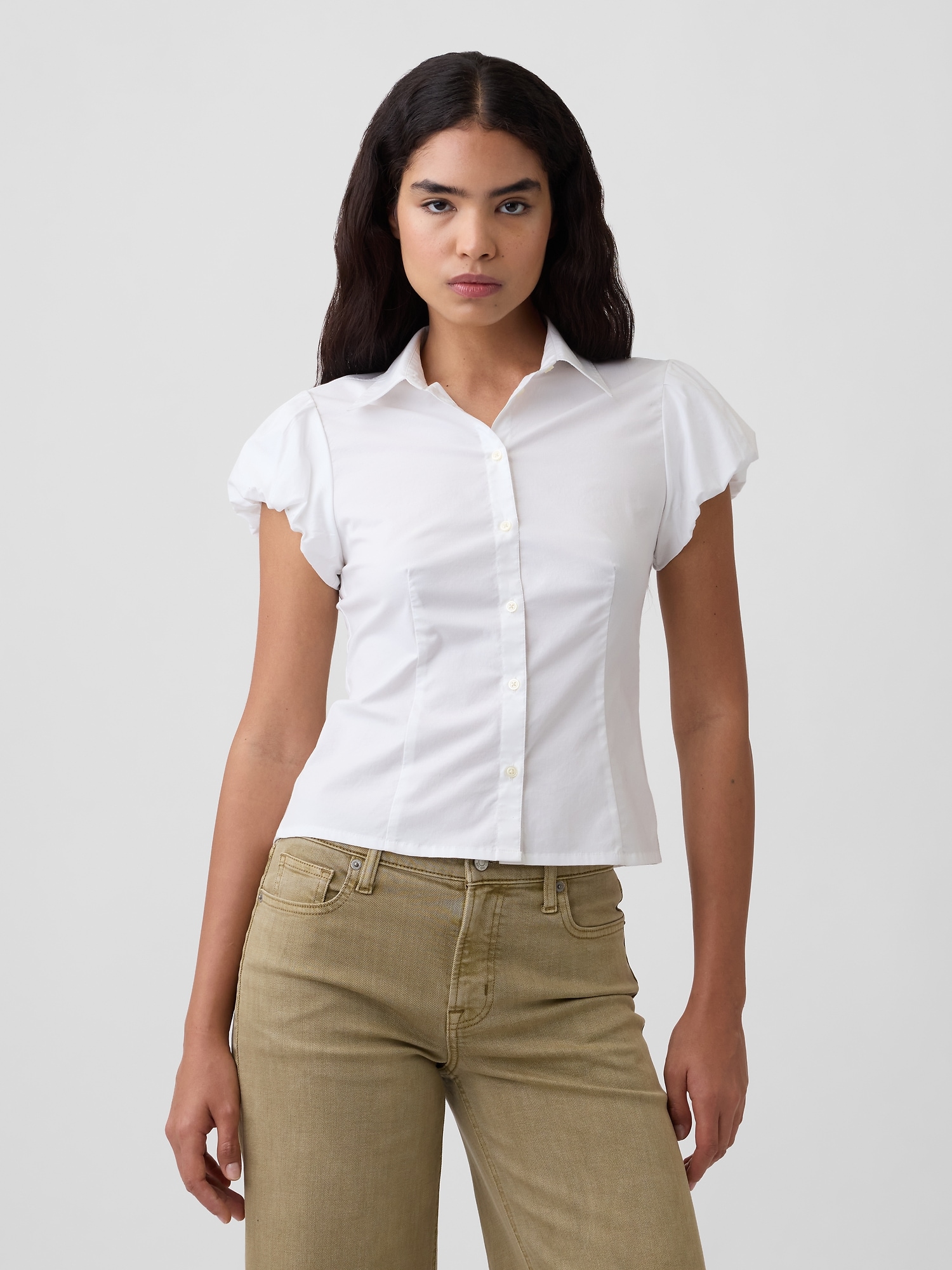 Poplin Puff Sleeve Shirt