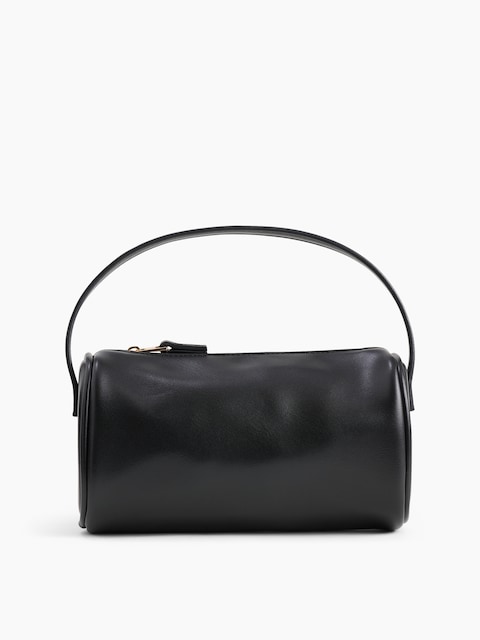 Vegan-Leather Barrel Handbag
