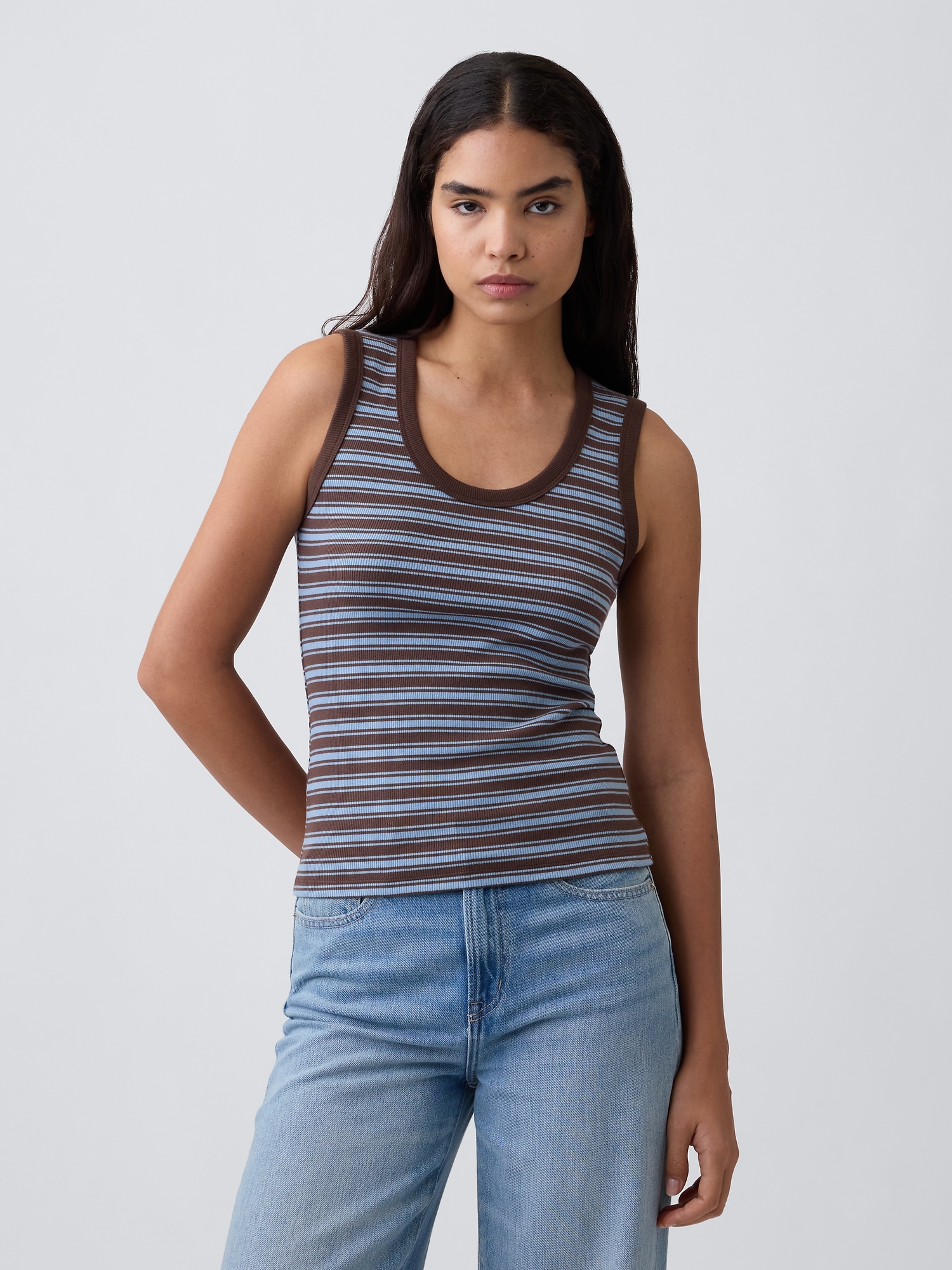 Ribbed Scoopneck Tank Top