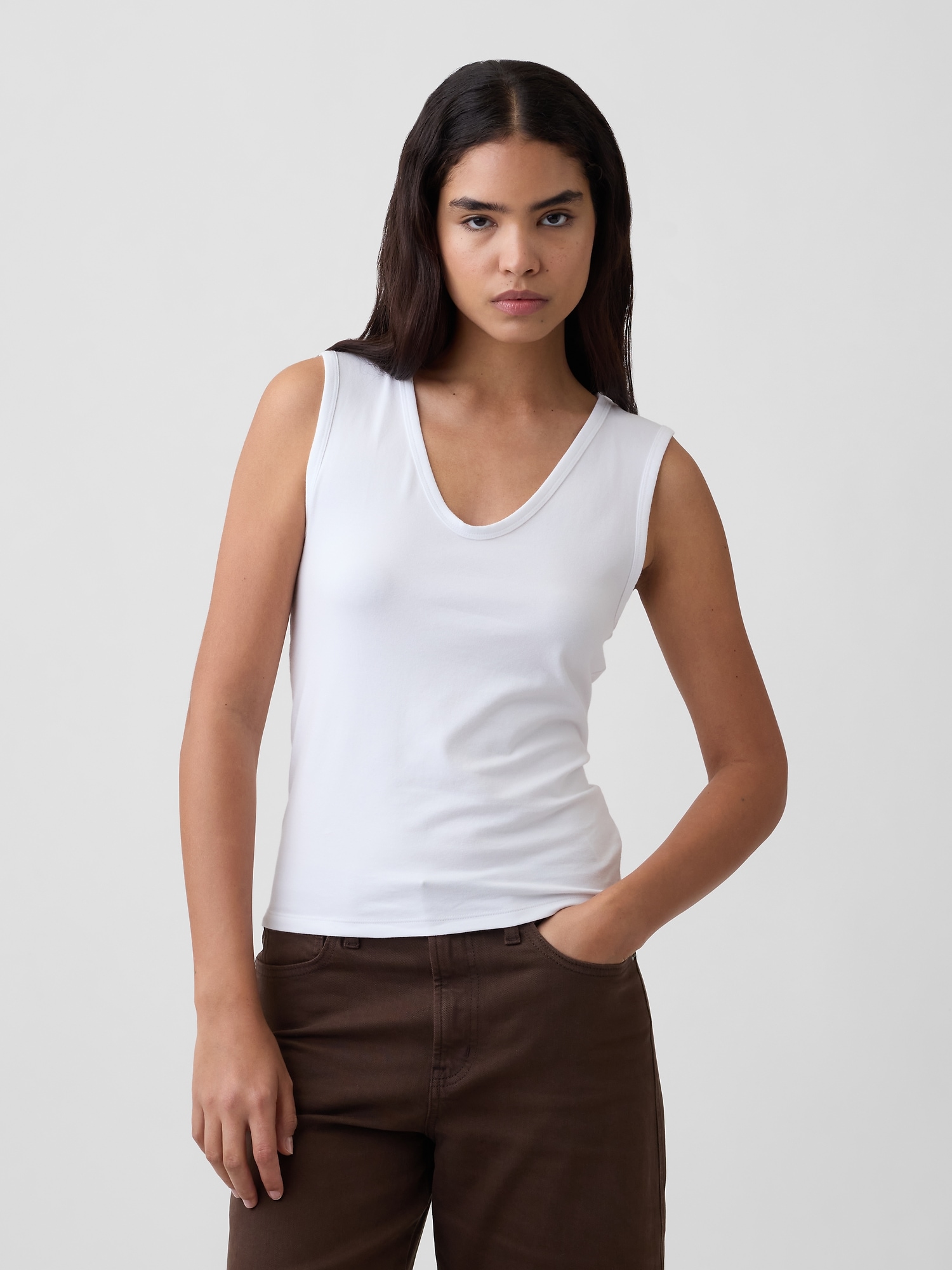 Ribbed V-Neck Tank Top