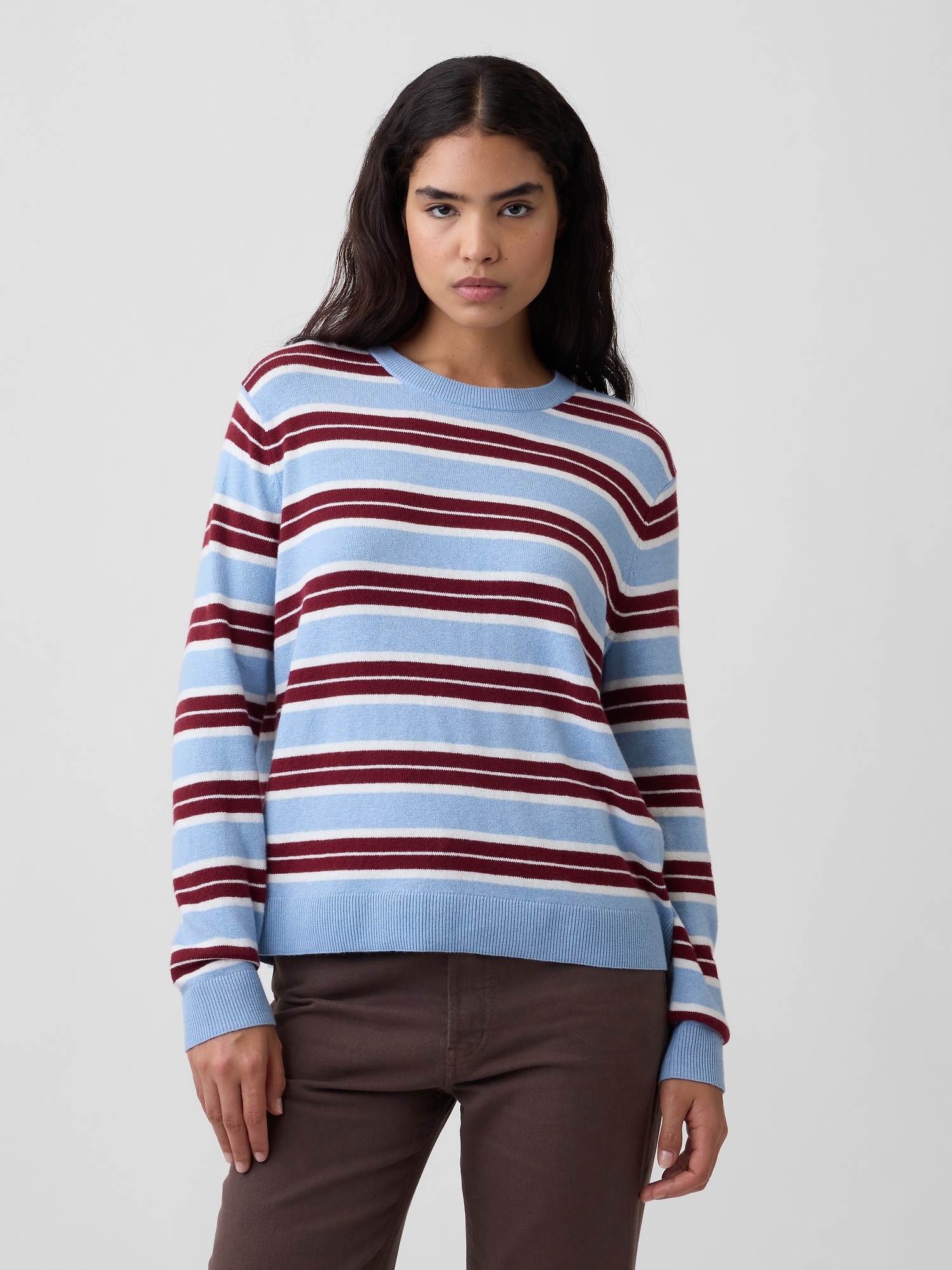 CashSoft Relaxed Stripe Crewneck Sweatshirt