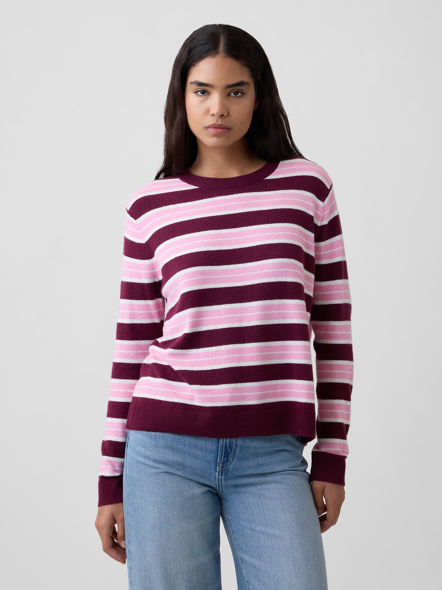 CashSoft Relaxed Stripe Crewneck Sweatshirt