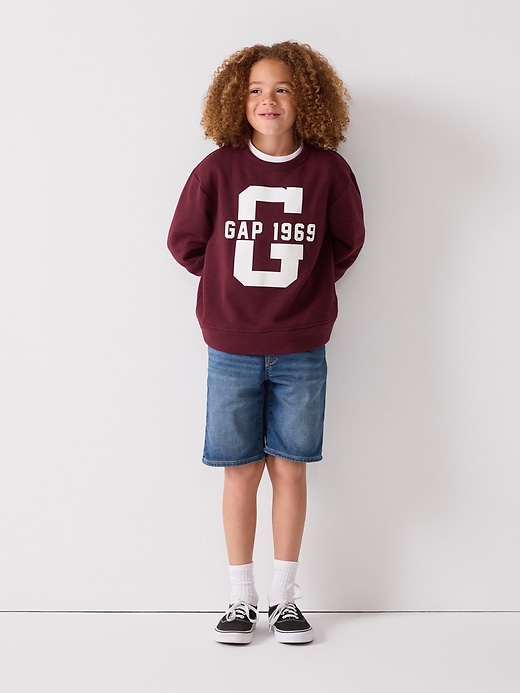 Image number 3 showing, Kids Pull-On Loose Sweatpant Jean Shorts