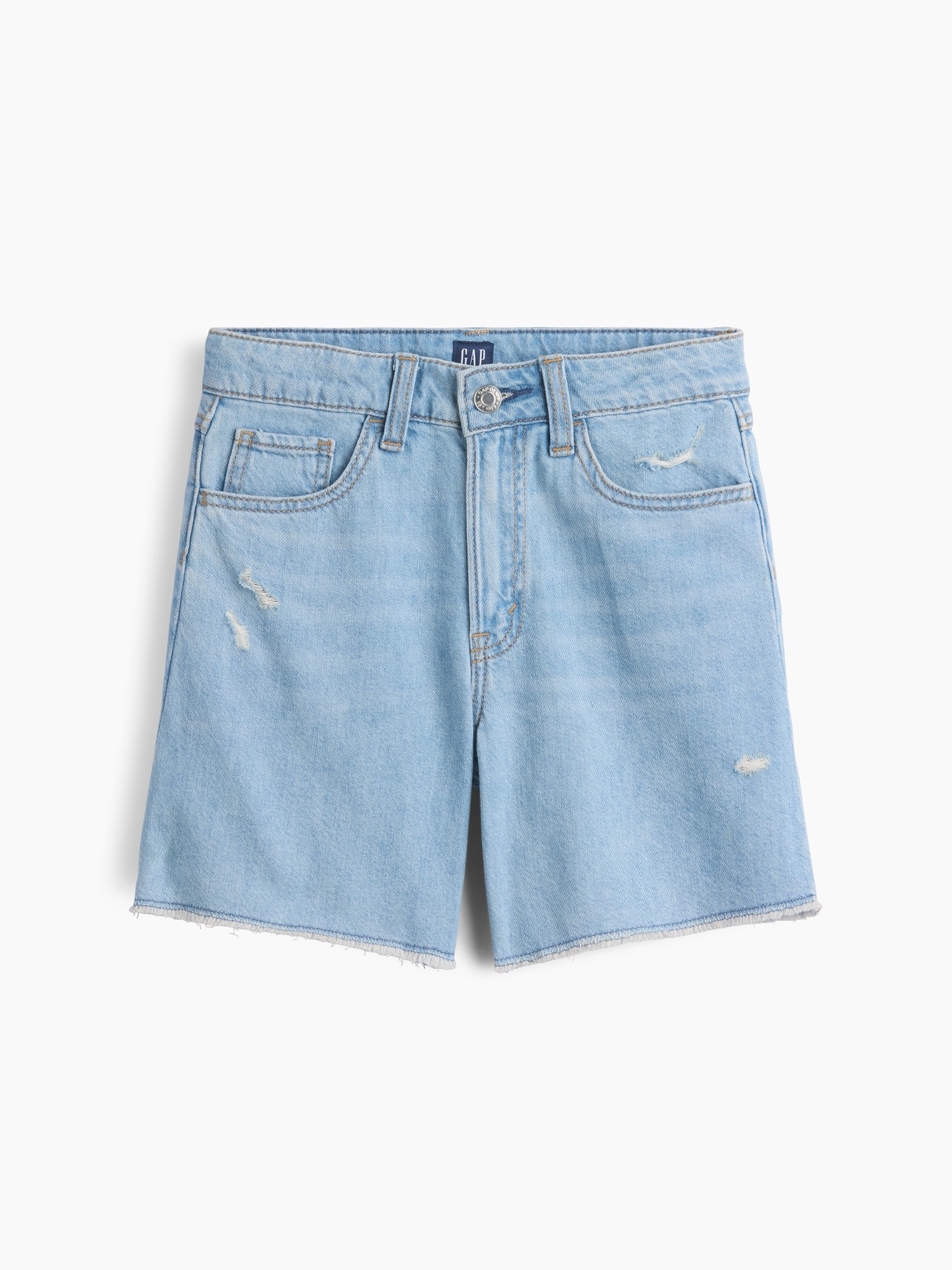 Kids Mid Rise Drawstring Denim Shorts