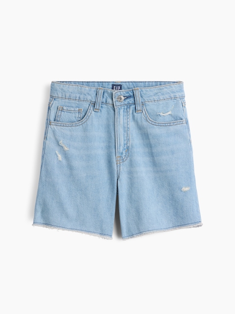 Kids Mid Rise Drawstring Denim Shorts