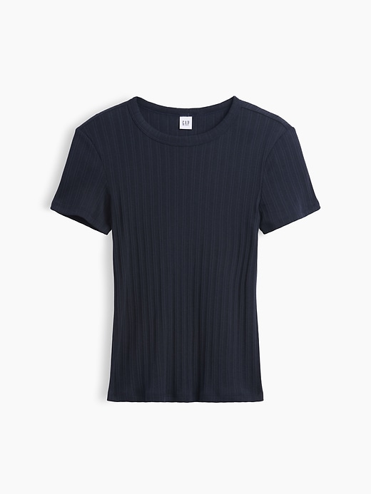 Image number 5 showing, Essential Ribbed Pointelle Crewneck T-Shirt
