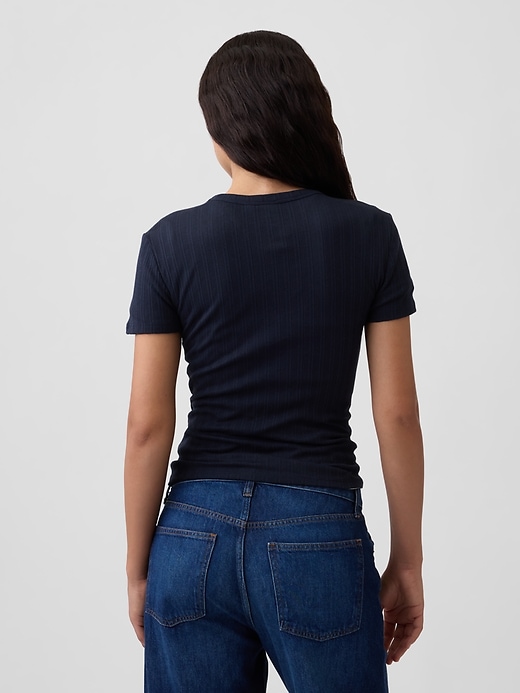 Image number 2 showing, Essential Ribbed Pointelle Crewneck T-Shirt